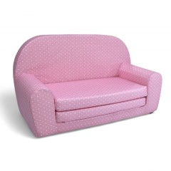 KLEINES KINDER-SCHLAFSOFA 70 CM, ROSA MIT TUPFENMUSTER