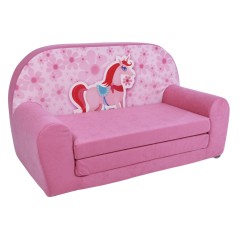 KLEINES KINDER-KLAPPSOFA 41 ROSA PFERDCHEN