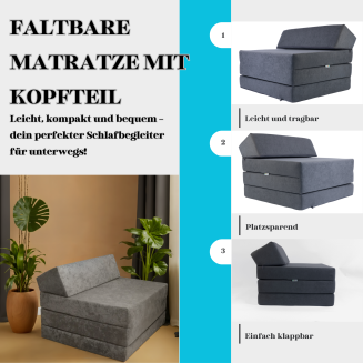 Klappmatratze Gästematratze Größe 200x70x10cm mit VW-GTD-Karomuster - 5