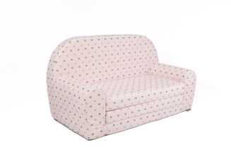 Kindersofa MINI Kindercouch W386_65 Beige Herzen Grau/Rosa - 2