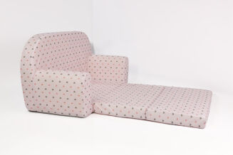 Kindersofa MINI Kindercouch W386_65 Beige Herzen Grau/Rosa - 3