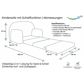 Sofa Rosalia  - Ausklappbares Kindersofa aus Cord mit Verlängerung - 3