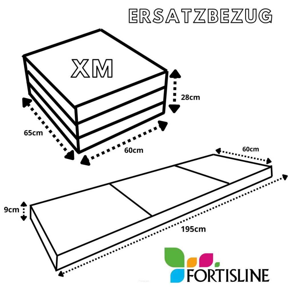 Ersatzbezug für Matratze in der Größe XM (195x60x9 cm)