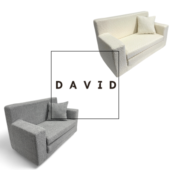 Kindersofa David – Stilvoller Komfort für das Kinderzimmer - In den Trendfarben Beige und Grau