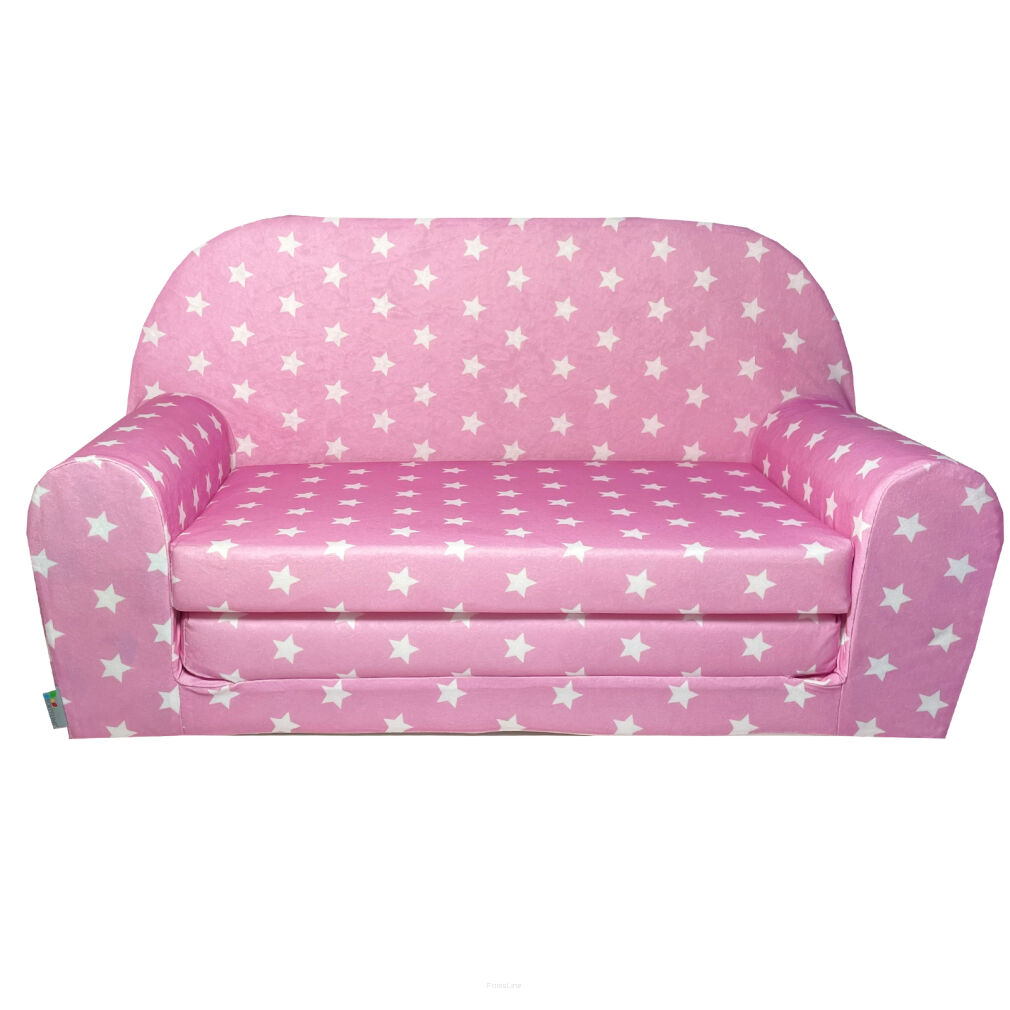 Kindersofa MINI Kindercouch W386_67 Rosa Sterne Weiss