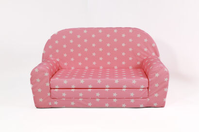 Kindersofa MINI Kindercouch W386_67 Rosa Sterne Weiss