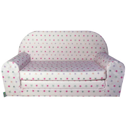 Kindersofa MINI Kindercouch W386_68 Rosa Sterne Grau/Pink