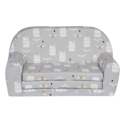 Kindersofa MINI Kindercouch W386_52 Einhorn GRAU