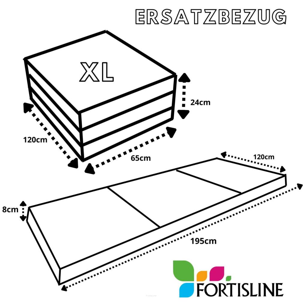 Ersatzbezug für Matratze in der Größe XLT W396 (120x195x8cm)