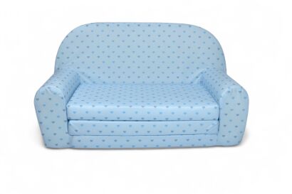 Kindersofa MINI Kindercouch W386_66 Blau Herzen Grau/Blau