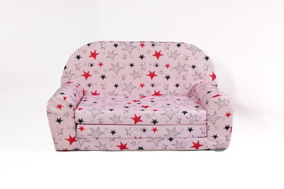 Kindersofa MINI Kindercouch W386_72 Rosa Sterne Grau/Pink