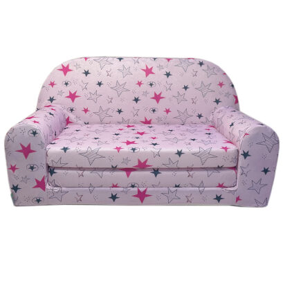 Kindersofa MINI Kindercouch W386_72 Rosa Sterne Grau/Pink