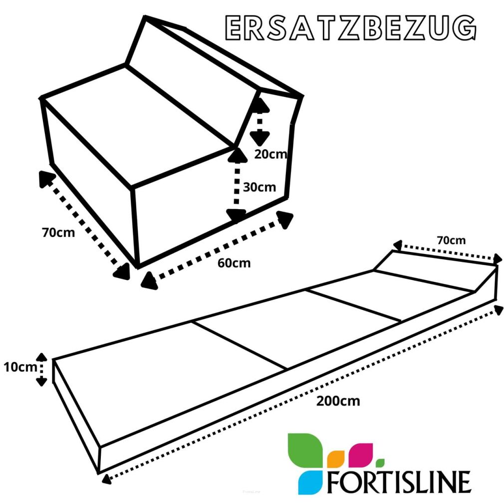 Ersatzbezug für Matratzen mit Kopfteil mit den Maßen 200x70x10 cm