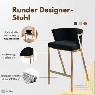 Design-Barhocker Glam Elegance – Luxus Hocker mit Metallgestell & Polsterung nach Maß - 2
