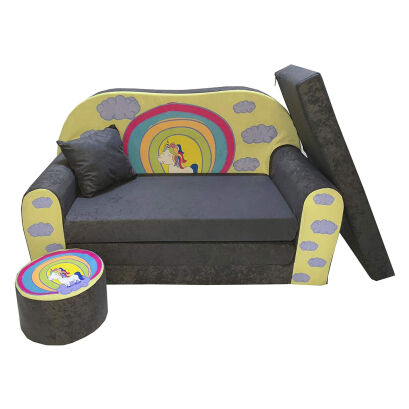 Kindersofa zum Aufklappen - Pony Regenbogen