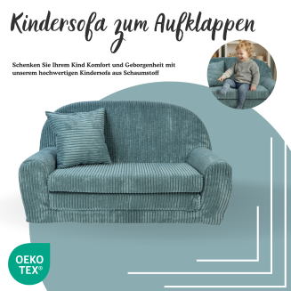 Mini-Sofa Rosalia - Ausklappbares Kindersofa aus Cord - 27