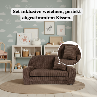 Mini-Sofa Rosalia - Ausklappbares Kindersofa aus Cord - 18