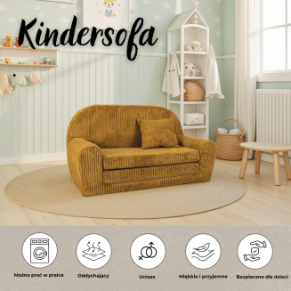 Mini-Sofa Rosalia - Ausklappbares Kindersofa aus Cord - 13