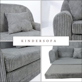 Mini-Sofa Rosalia - Ausklappbares Kindersofa aus Cord - 34