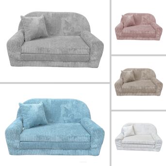 Mini-Sofa Rosalia - Ausklappbares Kindersofa aus Cord in 5 Farben