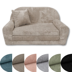 Mini-Sofa Rosalia - Ausklappbares Kindersofa aus Cord in 7 Farben