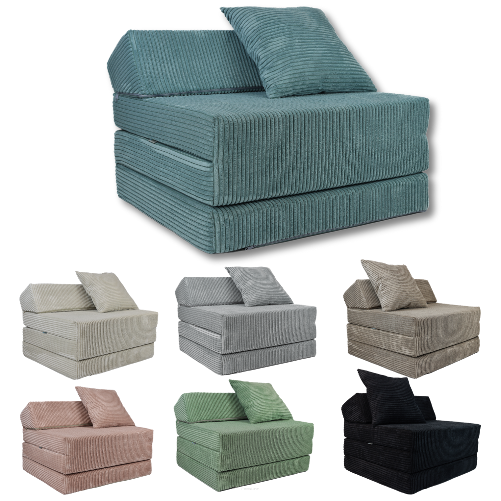 Klappmatratze mit Kopfteil aus Cord