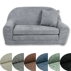 Mini-Sofa David - Ausklappbares Kindersofa aus Teddystoff in 6 Farben