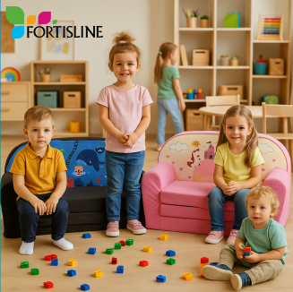Kindersofa MINI Kindercouch W455_04 Plüsch Rosa - 9