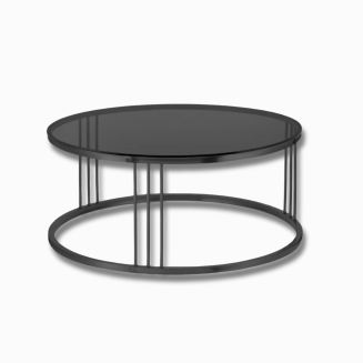 Designer-Couchtisch rund – Glam Round Gold mit schwarzer Glasplatte & Edelstahlgestell - 12