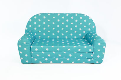 Kindersofa MINI Kindercouch W386_63 Türkis Sterne Weiss