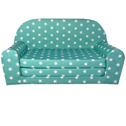 Kindersofa MINI Kindercouch W386_63 Türkis Sterne Weiss