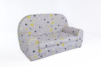 Kindersofa MINI Kindercouch W386_75 Weiß Sterne Grau/Gelb - 2